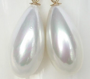 

HOT SELL - hj 00523 AAA big pear 20mm white drip sea shell pearls Earrings -Top quality free shipping