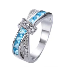 6 color Beautiful pretty fashion Wedding ring Party White gold color silver plated women stone crystal Lady Ring jewelry LR050