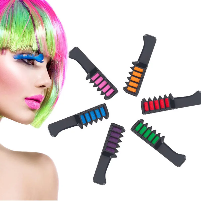 6 цветов Мини одноразовый персональный салон использование окрашивающая расческа для волос профессиональные мелки для цветной мелок для волос временный инструмент для окрашивания волос