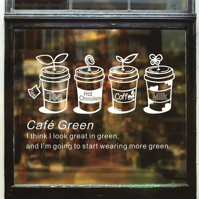 Dctal cafa decal The coffee shop stickers, the wall decorations  cafe decor mural etiqueta engomada 1