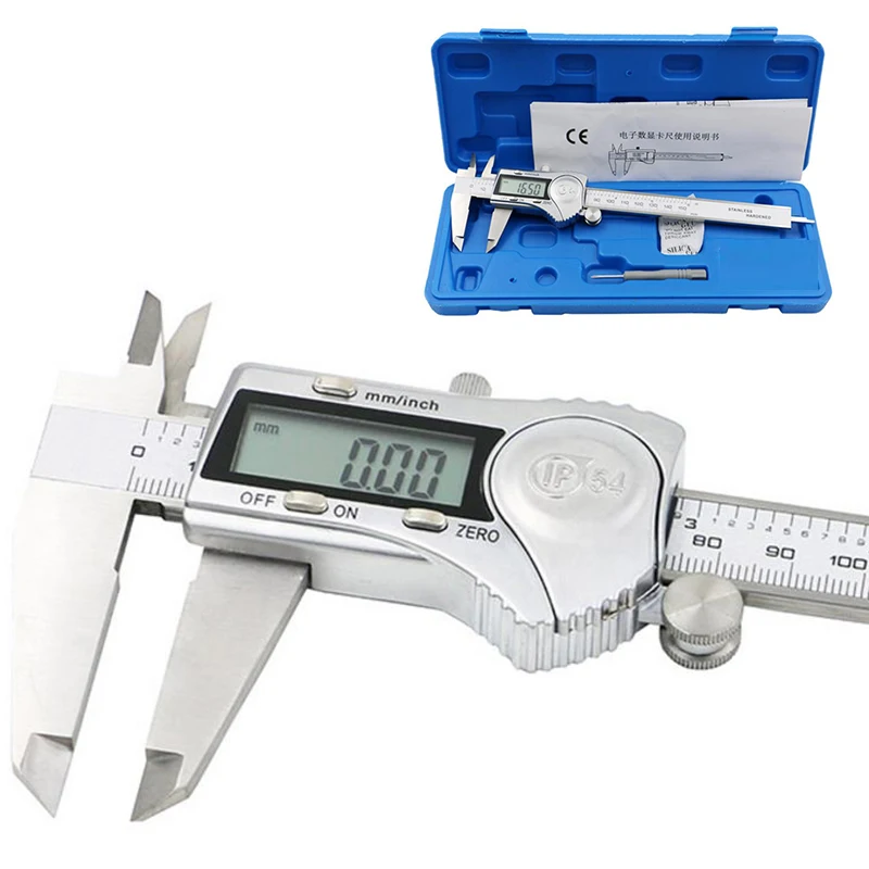 

0.01mm Accuracy LCD Digital Vernier Caliper 150mm 6inch Stainless Steel Micrometer Caliper Micrometro Paquimetro waterproof IP54