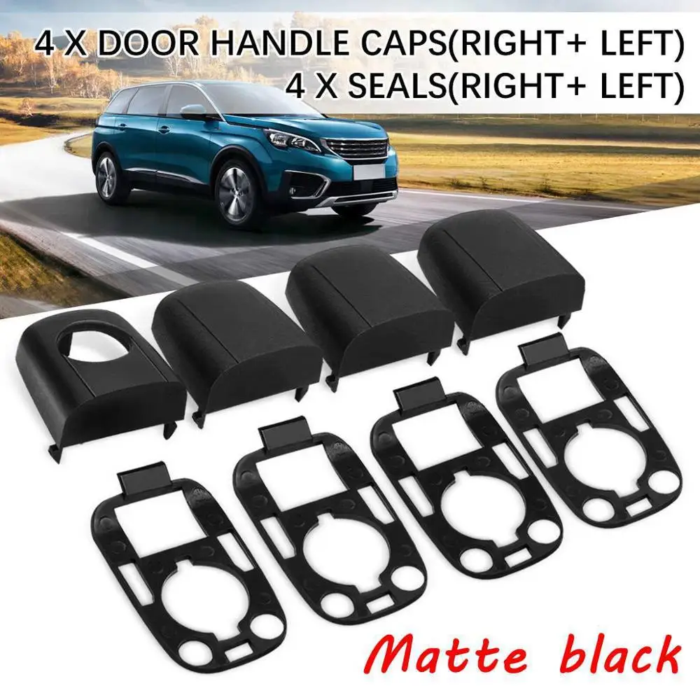 Matte Black Черный L& R защитный замок крышка дверная ручка блокировки крышки Кепки чехол накладка с Прокладка w/уплотнительные прокладки для PEUGEOT 307 для CITROEN C2 C3 03-09 - Цвет: Matte Black