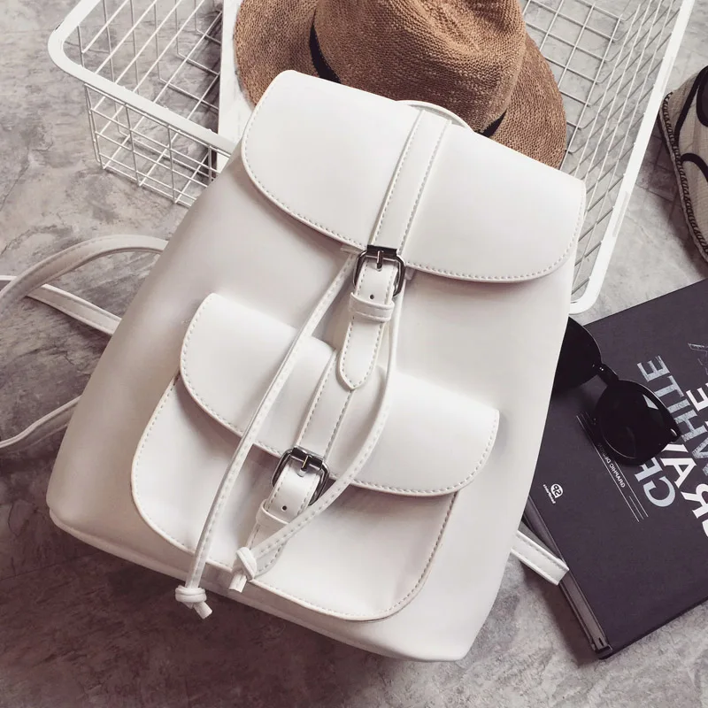 Women Drawstring Leather Backpack French Shoulder Bag Trendy Female School Bag Teenage Girls High Quality Fashion Rucksack X950H