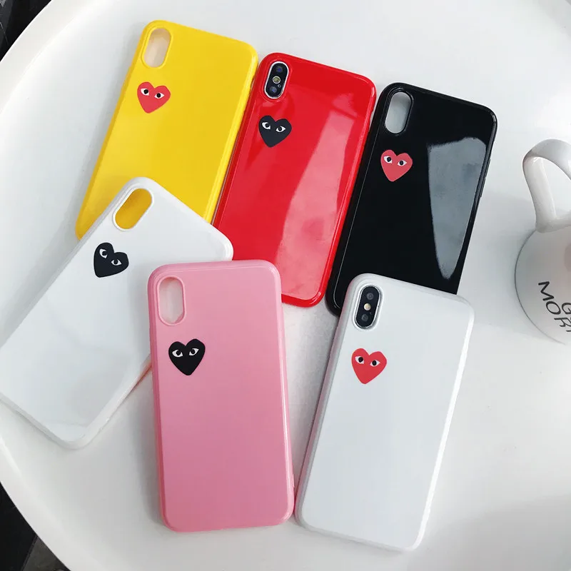 

Japan brand love case for iphone 7 8 6 6S plus XR XS MAX X glossy CDG Play soft silicone tpu coque cover