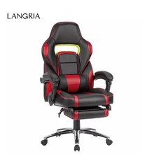LANGRIA эргономичное офисное кресло с высокой спинкой из искусственной кожи В гоночном стиле с откидывающейся спинкой для компьютерных игр, офисное кресло с мягкой подставкой для ног
