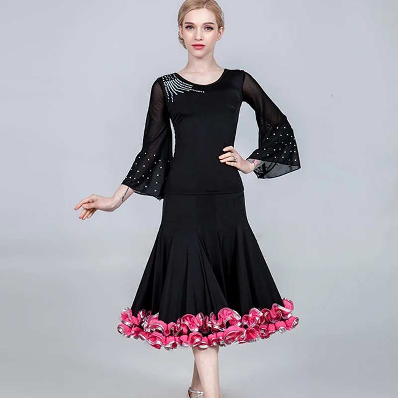 

Ballroom Dance Skirt Waltz Latin Dance Dress Modern Practice Flower Big Swing Skrtis Women'S Standard Tango Samba Dance Costume