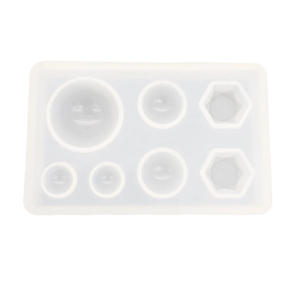 Silicone Hexagon Round Domed Cabochon Molds Jewelry Making DIY Pendant Charms Epoxy Resin Casting Mould