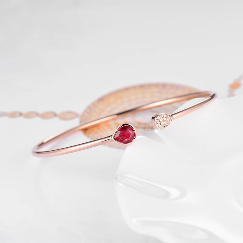 LOVERJEWELRY браслет цельный 18 К розовое золото груша огранка натуральный рубин Свадебный бриллиантовый браслет обещанные ювелирные изделия для женщин Рождественский подарок