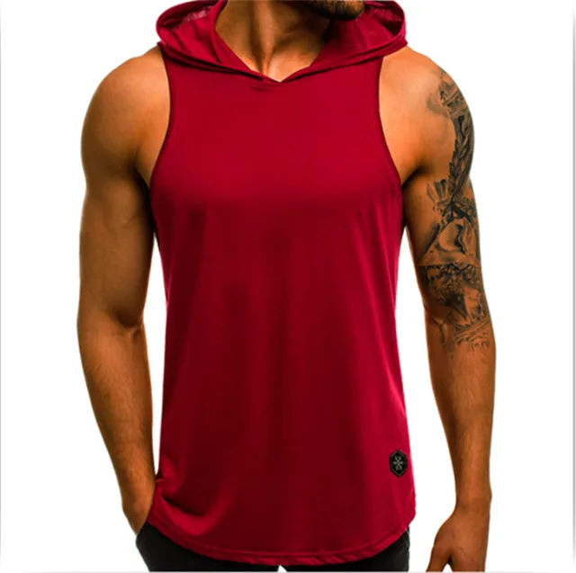 new popular Men Plain Tank Top Hoodie Fitness Pullover Sleeveless Sweatshirt Sleeveless Vestin