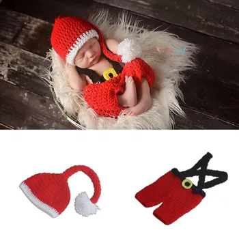 

Newborn Baby Knitwear Christmas Santa Clause Handmade Crochet Cosplay Costume Sets Kids Toddler Christening Photography Prop