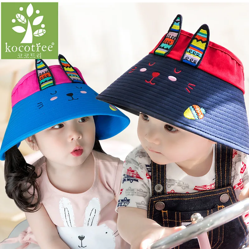 

Kocotree Brand New Spring Summer Visors Cap Foldable Wide Large Brim Sun Hat Beach Hats for Children Sun Hat With Rabbit Ear