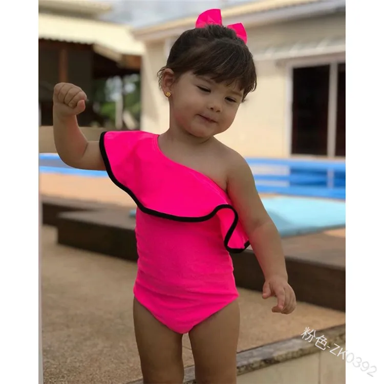 Shujin/1 предмет, Детский комплект для девочек с открытыми плечами и бантом, купальный костюм, купальный костюм, пляжный купальный костюм, одежда