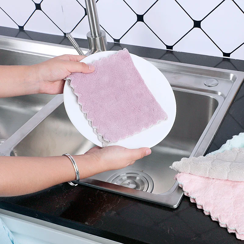 

Hourong Microfiber Kitchen Dish Pan Cleaning Cloths Absorbent Tableware Household Cleaning Towel Kichen Tools gadgets cosina