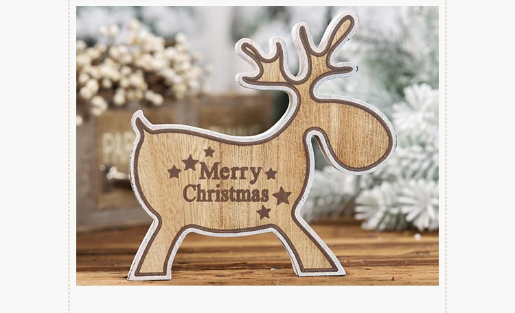 Новогоднее рождественское деревянное украшение с оленем, Рождественская елка, аксессуары для домиков, праздничная подвеска, рождественское настольное украшение
