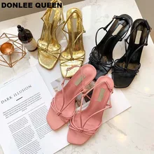 New Summer Brand Sandals Sexy High Heel Open Toe Gladiator Sandal Women Narrow Band Buckle Strap Dress Shoe sandalias mujer 2019 prova perfetto western style high heel sandal rome summer hollow out narrow band mid boots shoe woman real leather women sandals