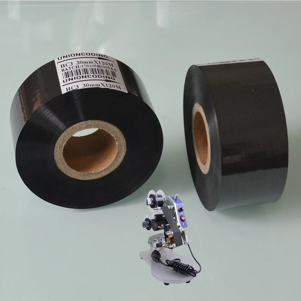 Black Width 35mm length 120M ink date coding machine hot ink coding roll on Medical industry
