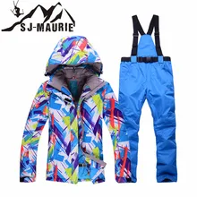 Зимний лыжный костюм для женщин, высококачественные лыжные куртки+ брюки для женщин, теплые водонепроницаемые ветрозащитные лыжные и сноубордические костюмы