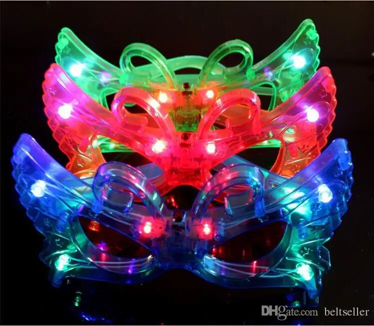 Бабочка очки с мигающими светодиодами Light Up Rave игрушечные лошадки для Хэллоуина Маскарад маска наряжаться рождественской вечеринки украшения поставки
