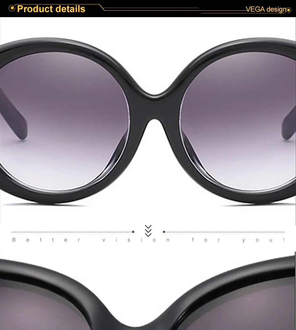 VEGA Eyewear Fashion Oval Sunglasses Women for Big Face Ladies Oversized Glasses with  (1)
