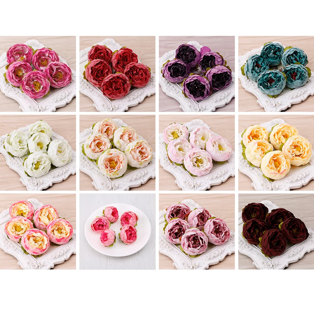 

5Pcs 5-6cm Peony Artificial Flower Stamens For Wedding Party Home Decoration Marriage Shoes Hats Accessories Simulation Flowers