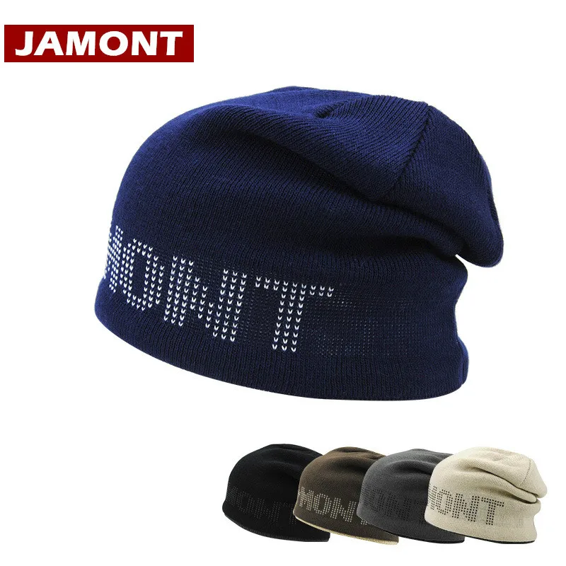 [Jamont] новая мужская шапка зимние шапочки письмо вязаные шапки капот Открытый Спорт Gorras Мужская зимняя шапка casquette