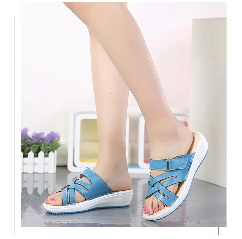 PINSEN/ г., летние женские сандалии на плоской подошве Удобные Пляжные сандалии из натуральной кожи с круглым носком женские сандалии, женская обувь