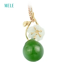 Натуральный зеленый яшма кулон из розового золота, 18 К цвета розового золота, зеленая Яшма с белым Seashell Цветок, 10 мм яшма камень