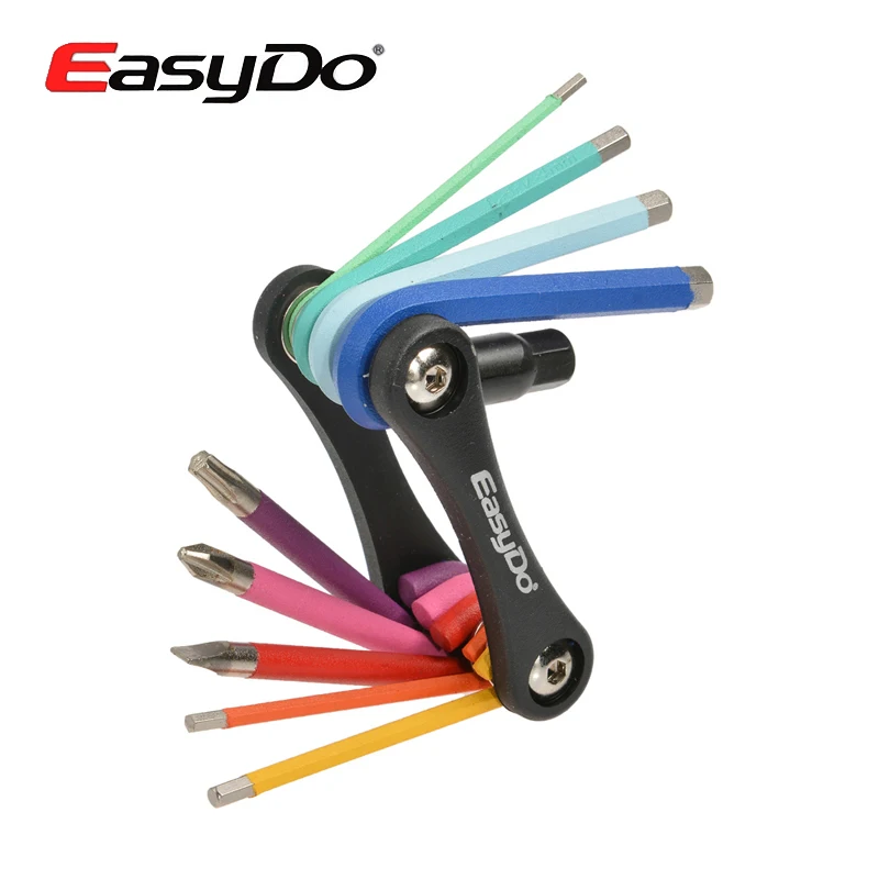 

EASYDO Cycling MTB Bike Multifunction Tools Bicycle Repair Tool Kit Ten in One Bicycle 10 Function Rainbow Mini Tool With Socket