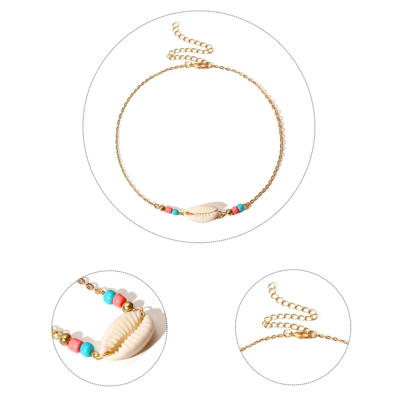 Cowrie ожерелье с подвеской ракушка чокер ошейник зелеными красными бусинами