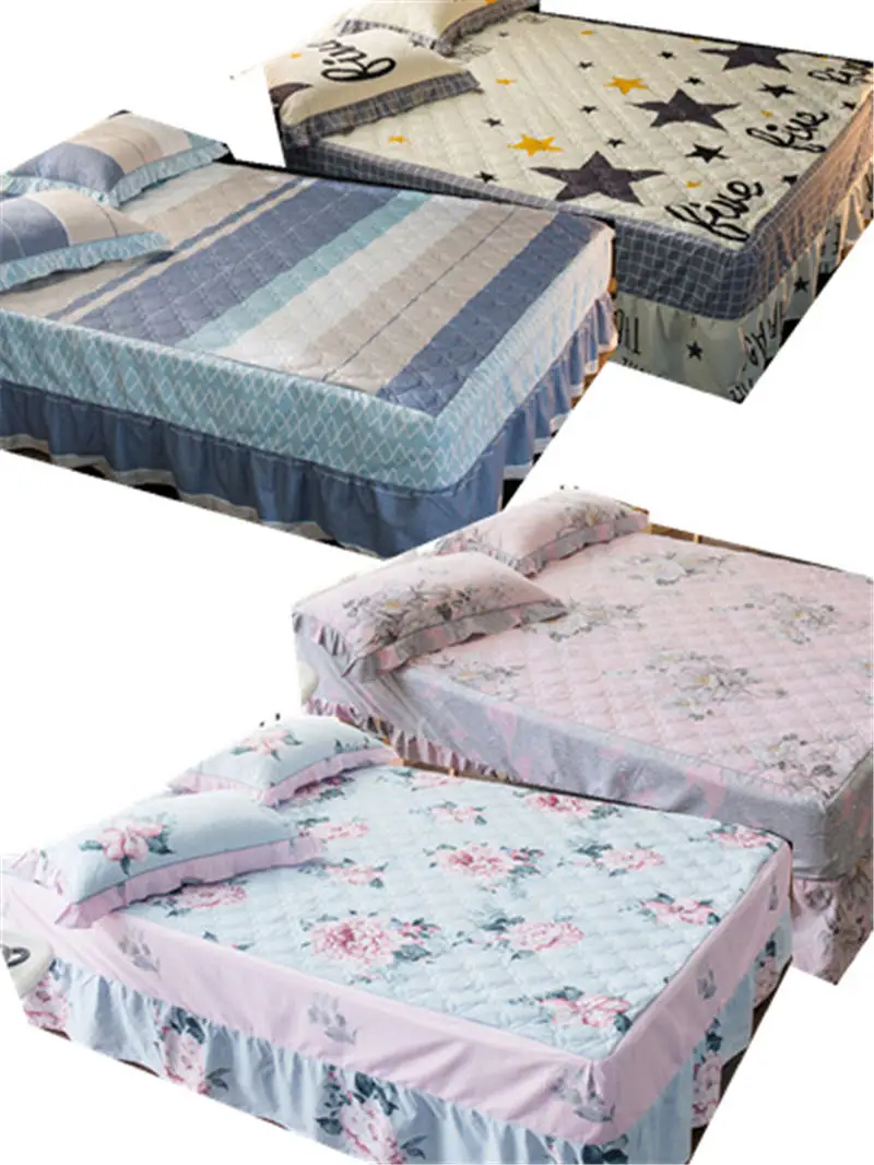 Bedsheet Thick cotton bed skirt printed striped bedspread bedding a