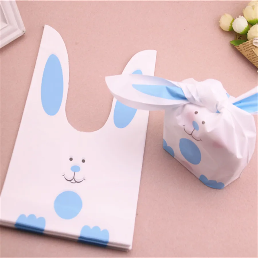 Wholesale 50pcs/lot Cute Plastic Candy Packing For Party Lovely Rabbit Ear Cookies Bags Favor Wedding Gift Packaging