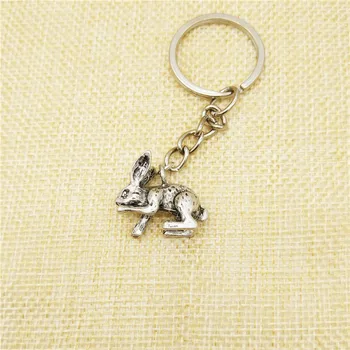 

LPHZQH trendy vintage 3D Rabbit key chain women bag pendant Key ring Rabbit pendant jewelery Christmas gift gold silver color