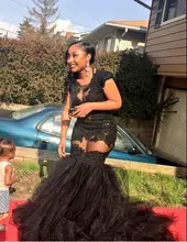 Robe De Soiree Sheer Tulle Spitze Appliques Damen Party Kleider Sexy Schwarze Afrikanische Meerjungfrau Lange Abendkleider Plus Größe 2017 neue