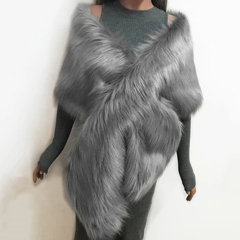 

Elegant Women's Faux Fur Shawl Warp Stole Scarf for Evening Dresses Wedding