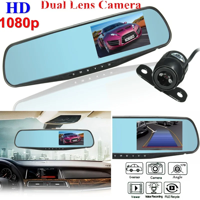 

New Dual Lens Car DVR Camera Mirror FHD 1080P Video Recorder Night vision Dash Cam Parking Monitor Auto Camera Anti Mirror DVRs