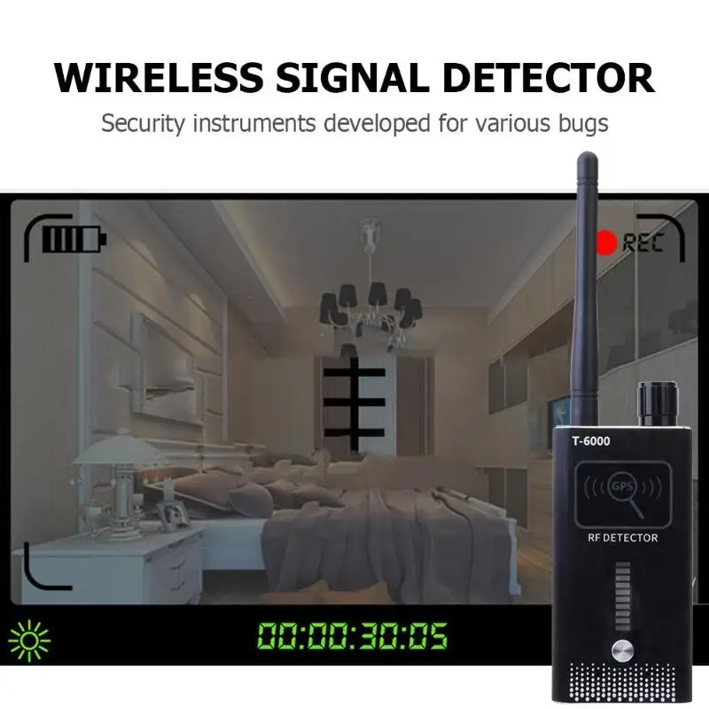 

T6000 Anti-Sneak Shot Wireless Signal Camera Detector Quickly Finder Signal Frequency Scanner Strong Magnetic Gps Detector