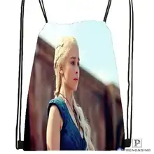 Пользовательская Игра престолов khaleesi@ 1 походная сумка на шнурке милый рюкзак дети ранец(черная спина) 31x40 см#2018611-217