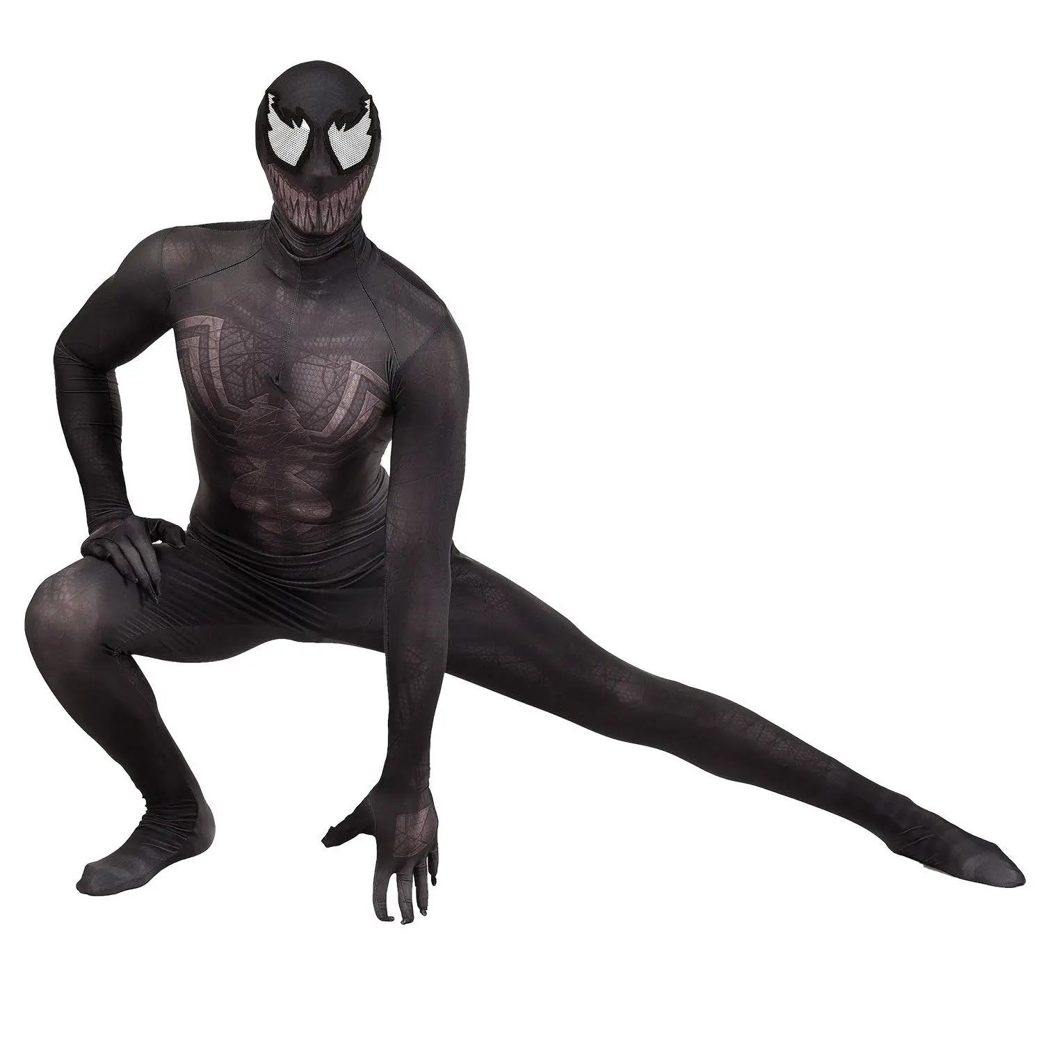 

Spider-man Venom Cosplay Costume with Lense Men Party Bodysuit Spandex Lycra Zentai Suit Drop Shipping