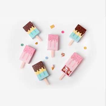 

10pcs 10.2x6.7x2.7cm Ice Cream shape Gift box Baby shower Birthday Party Candy box Wedding party Favor Box Cartoon Pull-out Tray