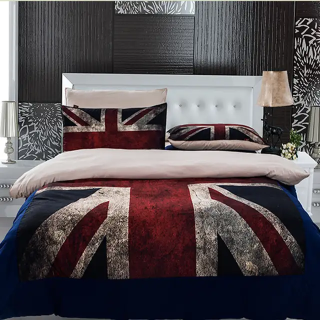 3pcs 4pcs Uk Flag Bedding Set Twin Full Queen Size Usa Flag Duvet