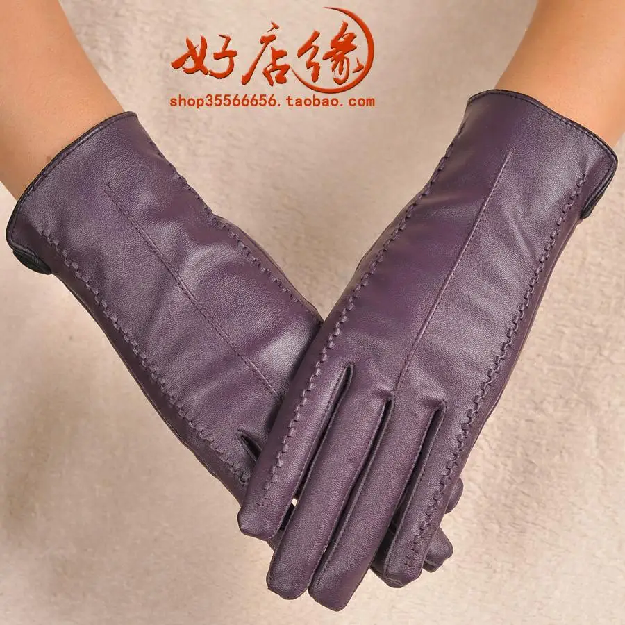 Женские осенние бархатные однотонные толстые Pu перчатки женские зимние теплые Pu складные Варежки женские теплые перчатки - Цвет: 3