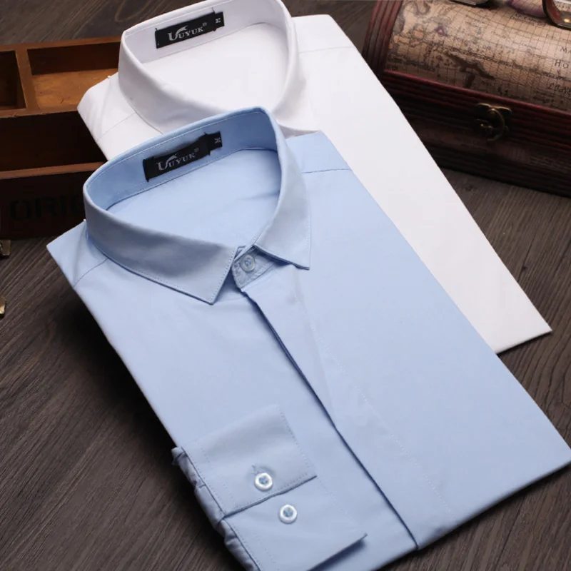 Plus Size M 3XL Men Solid Dress Shirts New 2015 Fall Fashion Slim Fit Long Sleeve Casual Shirts