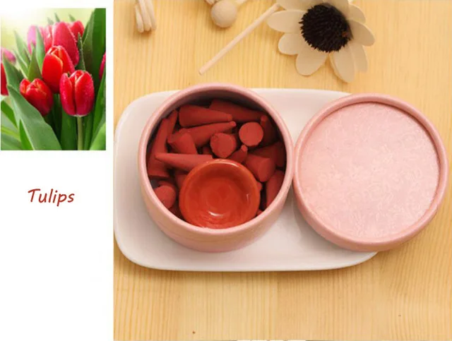 1 коробка благовоние для пагоды, разные ароматы для дома, спальни, роза, жасмин, лаванда, османтус, натуральные благовония, бытовой набор благовоний - Аромат: Tulip