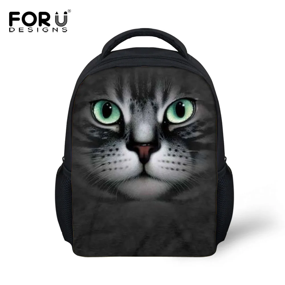 FORUDESIGNS Cute Cat Dog Backpack Children School Backpacks 3D Animal Kids Small Bagpack