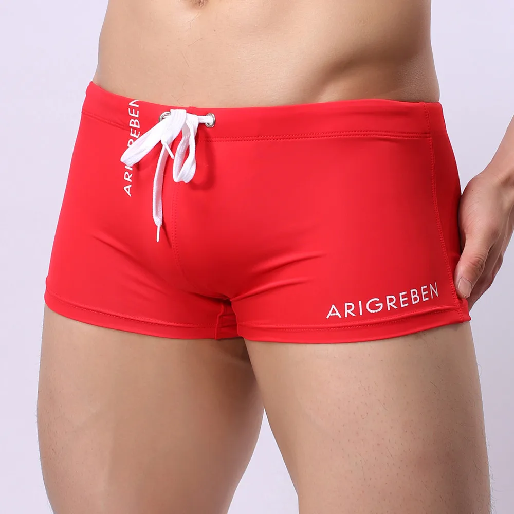 New Swimsuit Men's Swimming Trunks Boxer Briefs Swimming Swim Shorts Trunks Men Swimwear Pants Summer Sexy Beach Shorts Xl*D - Цвет: Red