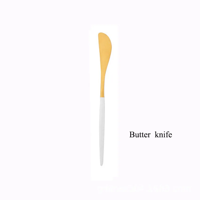304 нержавеющая сталь западные серебряные столовые приборы набор благородная посуда белый золотой нож для масла столовая ложка палочки для еды - Цвет: Butter Knife