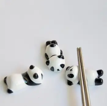 

100 Pieces Ceramic Panda Chopsticks Stand Holder Porcelain Spoon Fork Knife Rest Rack Restaurant Table Desk Decor SL7076