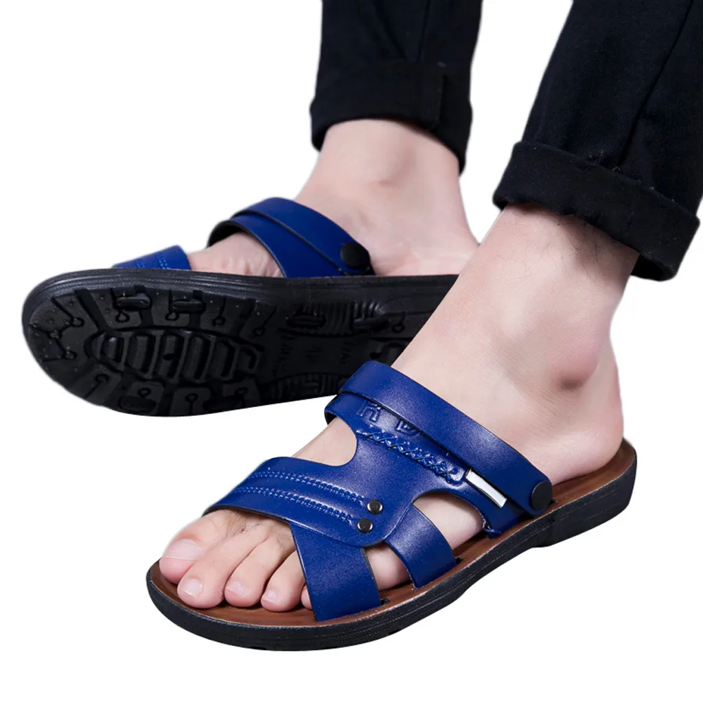 Классические летние туфли; мужские шлепанцы; качественные кожаные сандалии для мужчин; удобные Вьетнамки; мужские пляжные сандалии; Apr11