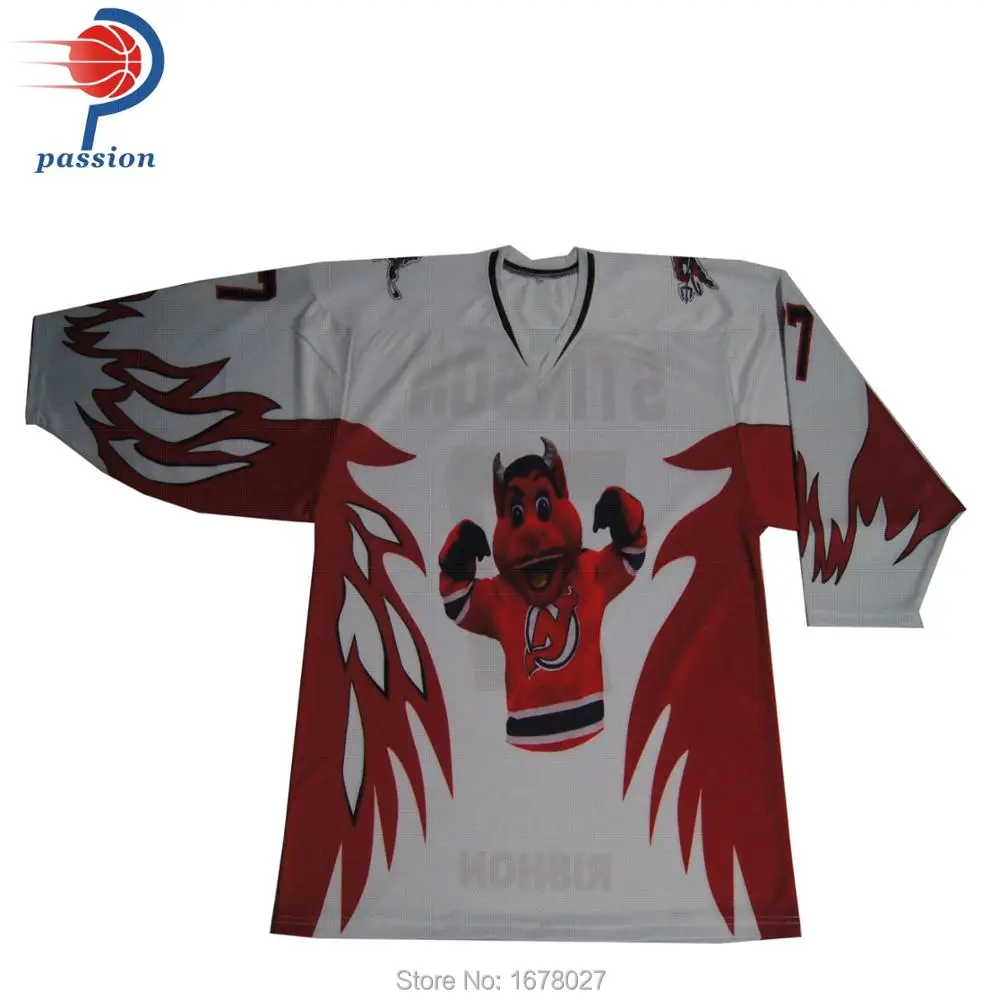 

Vneck with Insert Triangle White Red Wing Ice Hockey Jersey Sublimated Creative Design Hockey Shirts