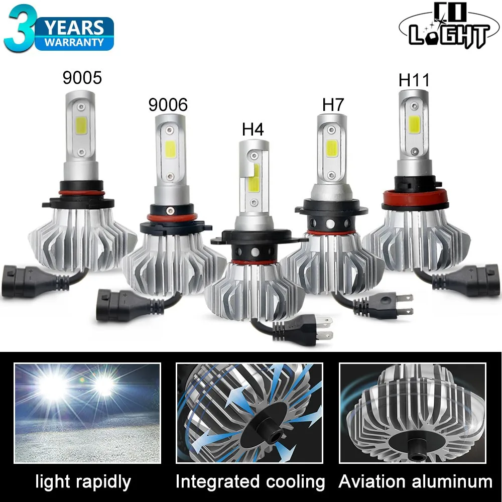 

CO LIGHT H4 LED H7 H11 9005 9006 60W Car LED Headlight Bulb Hi/Lo Beam 6500K 12V 24VAuto Headlamp for Kia Hyundai Lada Fog Lamp